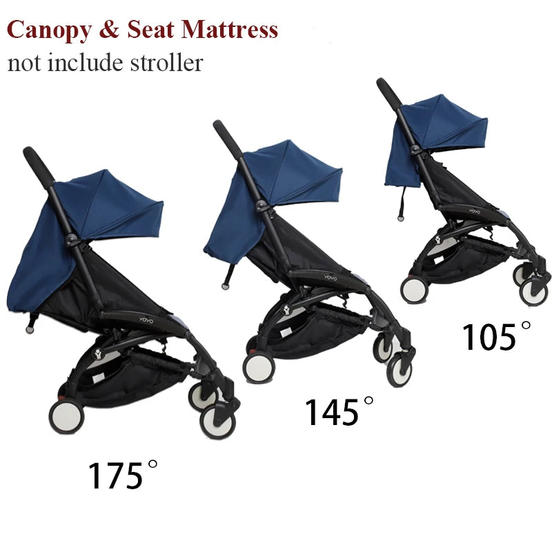 3-teiliges Zubehör-Set für Kinderwagen YOYO/Yoya – 175° Verdeck + Sitzbezug + Verstellbare Anti-UV-Matratze