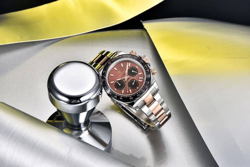 Montre Homme PAGANI DESIGN 2023 Noire Quartz Luxe – Chronographe Sport Étanche Lumineux