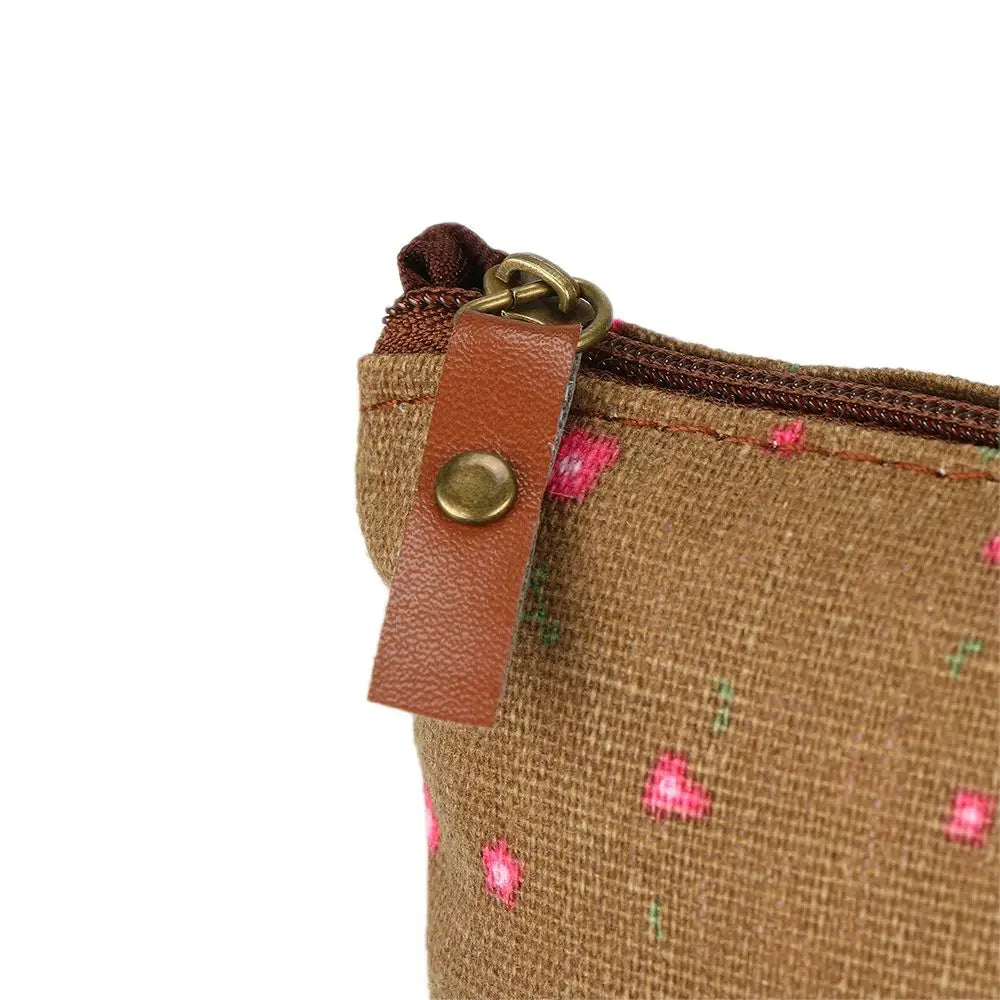 Trousse À Crayons Florale Canvas – Pochette Papeterie Mignonne Style Champêtre École