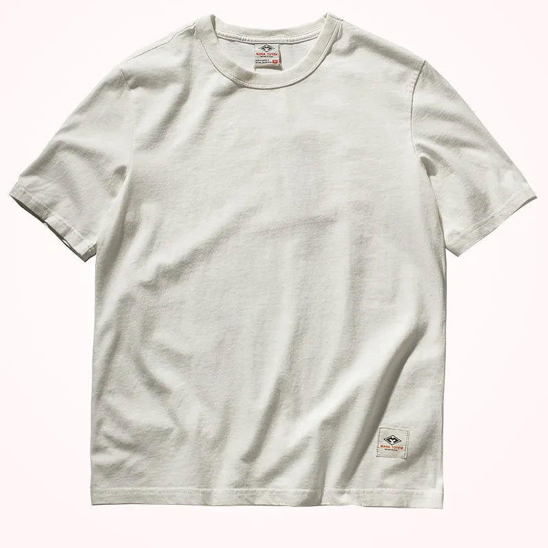 T-Shirt Homme 100% Coton Lavé Vintage Col Rond Couleur Unie Manches Courtes Slim Casual Été Mode Simple Confortable Tendance – Tee Shirt Basique Premium Washed | Mode Homme Casual Premium