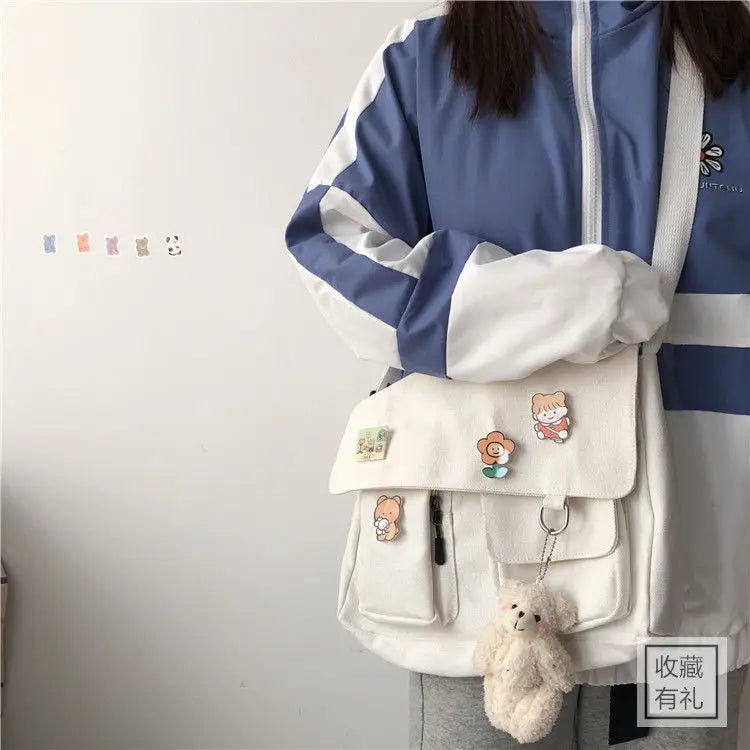 Sac Messenger Femme Toile Imprimée – Satchel Bandoulière Casual Fille École Mode