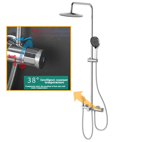 DQOK Ensemble Douche Thermostatique Chrome – Cascade & Pluie, Mitigeur Baignoire | Système Douche Complet