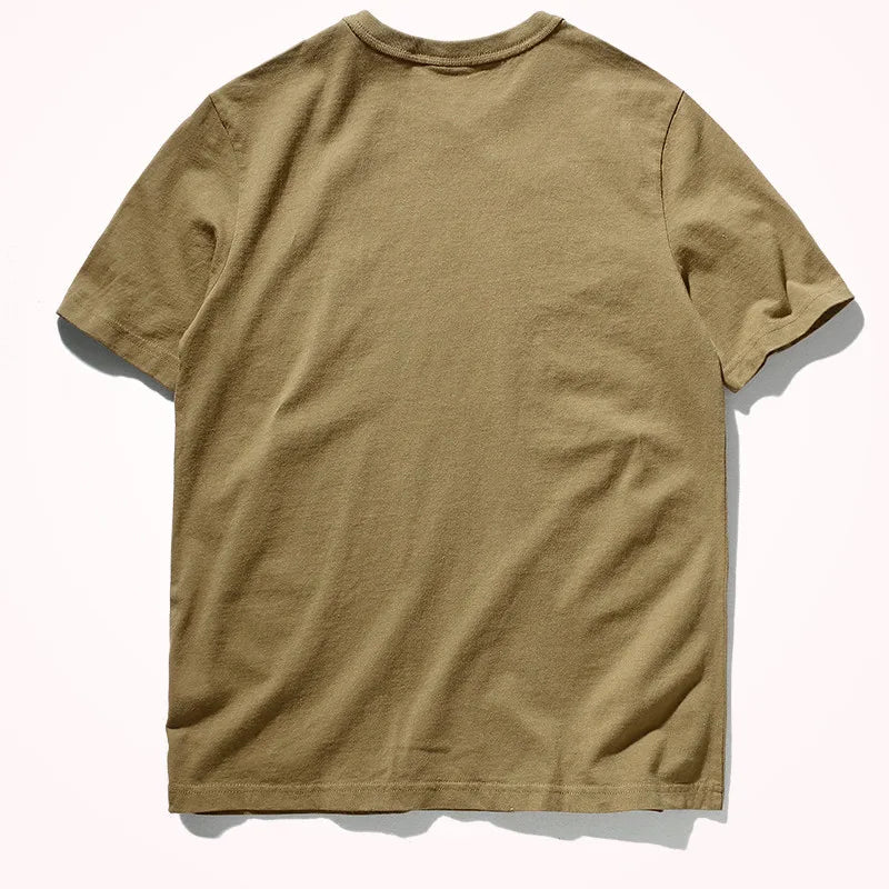 T-Shirt Homme 100% Coton Lavé Vintage Col Rond Couleur Unie Manches Courtes Slim Casual Été Mode Simple Confortable Tendance – Tee Shirt Basique Premium Washed | Mode Homme Casual Premium
