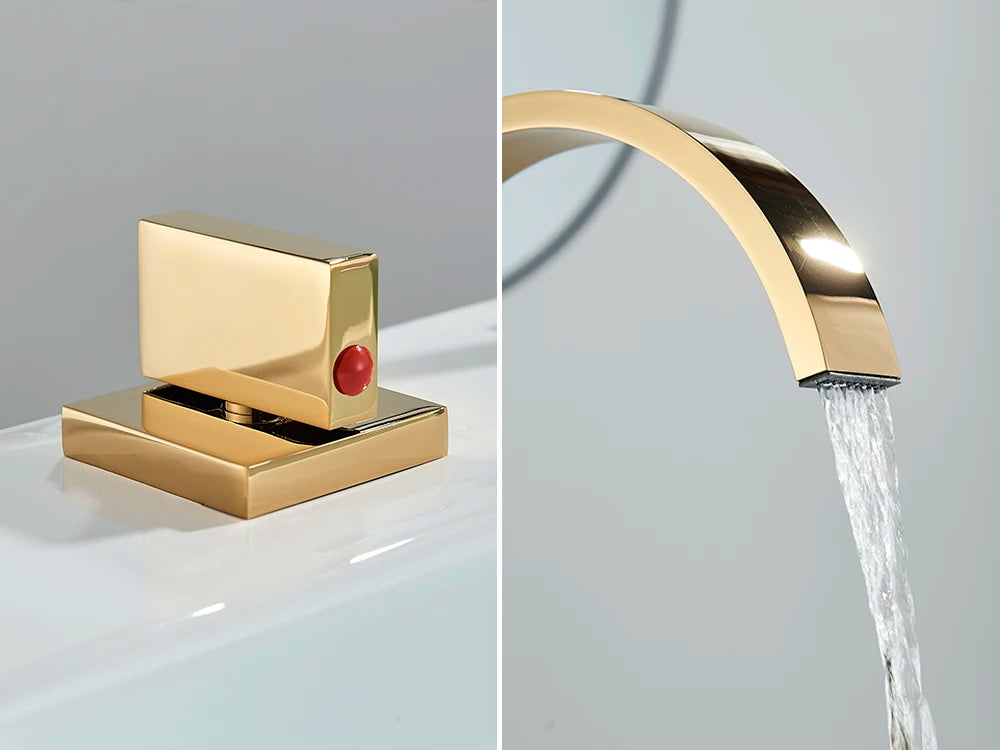 Robinet Lavabo Noir 3 Trous Double Poignée – Mitigeur Eau Chaude & Froide, Chrome | Vasque Salle de Bain