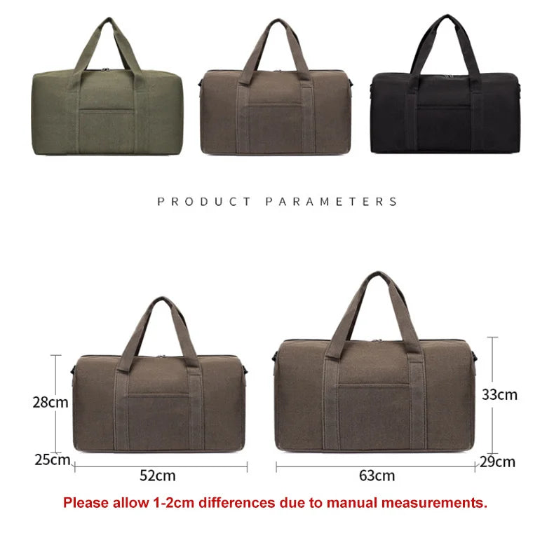 Sac de Voyage Pliable Grande Capacité Canvas Unisexe – Duffel Bag Épaule | Fitness, Gym & Voyage | Portable & Résistant