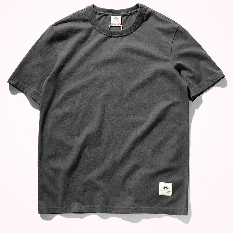 T-Shirt Homme 100% Coton Lavé Vintage Col Rond Couleur Unie Manches Courtes Slim Casual Été Mode Simple Confortable Tendance – Tee Shirt Basique Premium Washed | Mode Homme Casual Premium