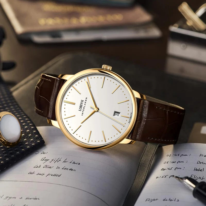 Montre Homme Lobinni Automatique Mécanique – Mouvement Miyota 9015 Ultra-Fine Étanche