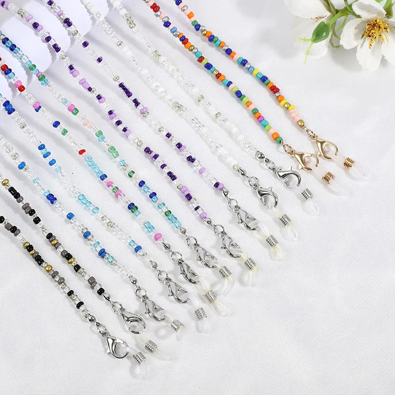 Chaîne Masque & Lunettes Bohème Perlée - Lanyard Anti-Glisse Femme