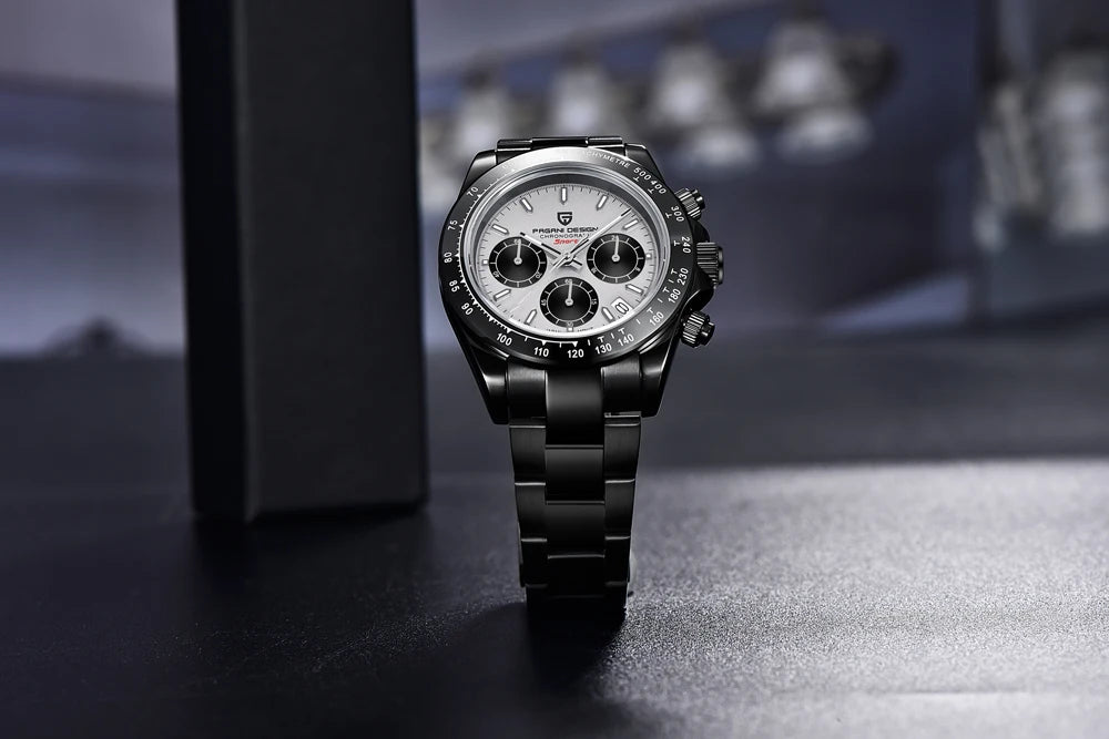 Montre Homme PAGANI DESIGN 2023 Noire Quartz Luxe – Chronographe Sport Étanche Lumineux