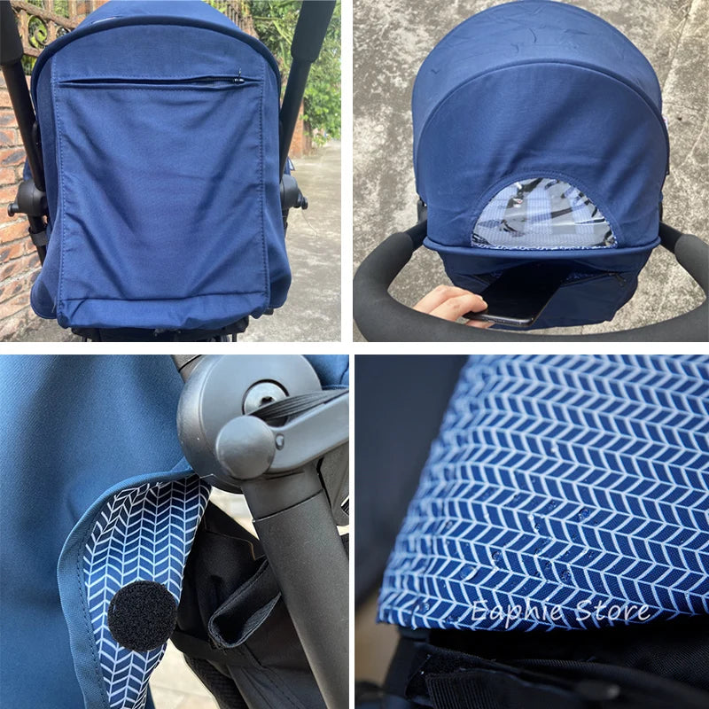 3-teiliges Zubehör-Set für Kinderwagen YOYO/Yoya – 175° Verdeck + Sitzbezug + Verstellbare Anti-UV-Matratze