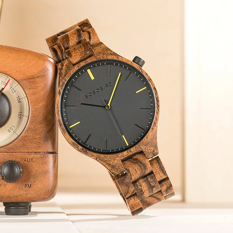 Montre Homme Luxe BOBO BIRD en Bois – Coffret Cadeau Personnalisé Unique Éco-Responsable