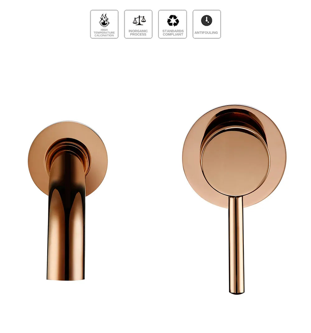Bagnolux Robinet Encastré Rose Gold Laiton – Poli ou Brossé, Trou Rond, Eau Chaude & Froide | Salle de Bain Luxe