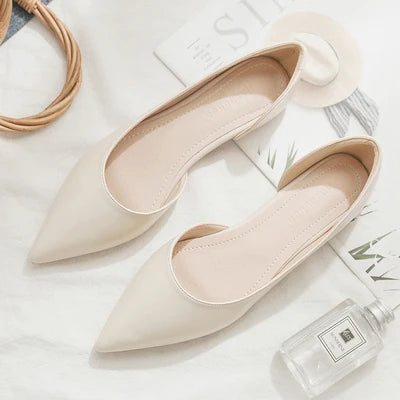 Ballerines Bout Pointu Flock Slip-on 2025 – Talon Plat Couleur Unie Tailles 31 à 46