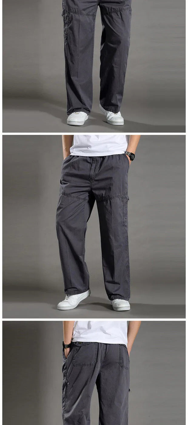 Pantalon Cargo Homme Coton Noir Travail Casual – Jogger Escalade Sport Printemps Été Automne Twill | Mode Homme Outdoor