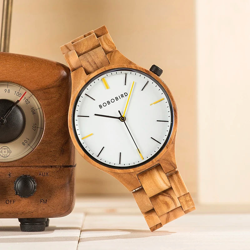 Montre Homme Luxe BOBO BIRD en Bois – Coffret Cadeau Personnalisé Unique Éco-Responsable