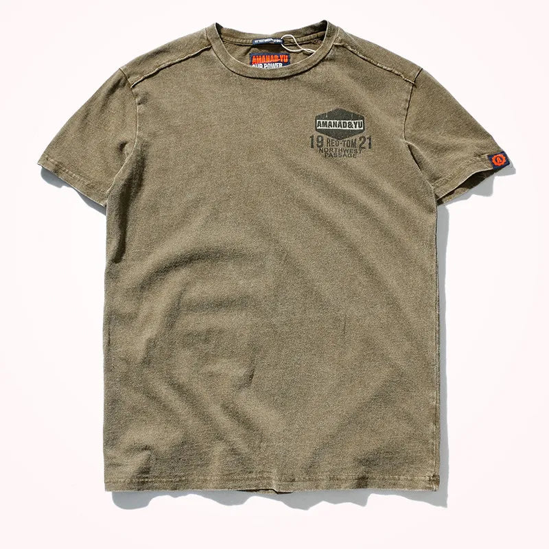 T-Shirt Homme Style Américain Streetwear Imprimé Col Rond Manches Courtes Coton Pur Lavé Vintage Casual Été Authentique Tendance – Tee Shirt Streetwear Premium Washed USA | Mode Homme Streetwear Premium