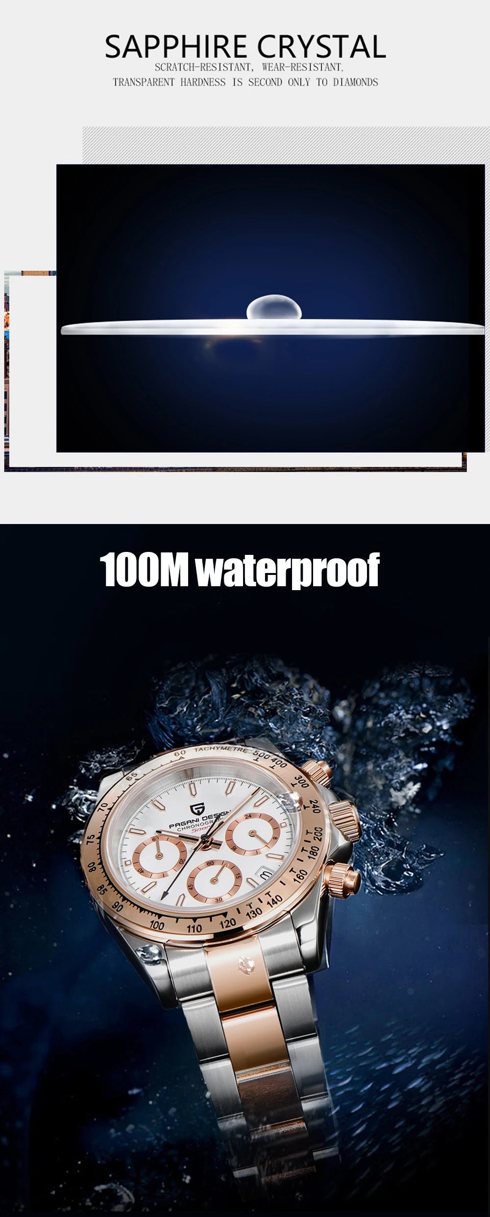 Montre Homme PAGANI DESIGN 2023 Noire Quartz Luxe – Chronographe Sport Étanche Lumineux
