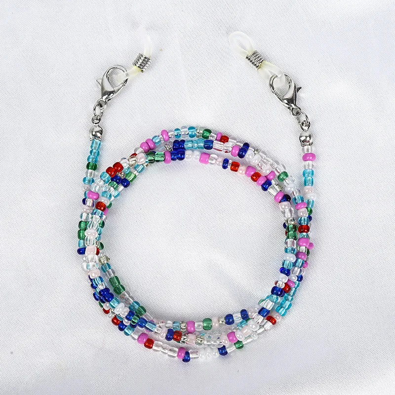 Chaîne Masque & Lunettes Bohème Perlée - Lanyard Anti-Glisse Femme
