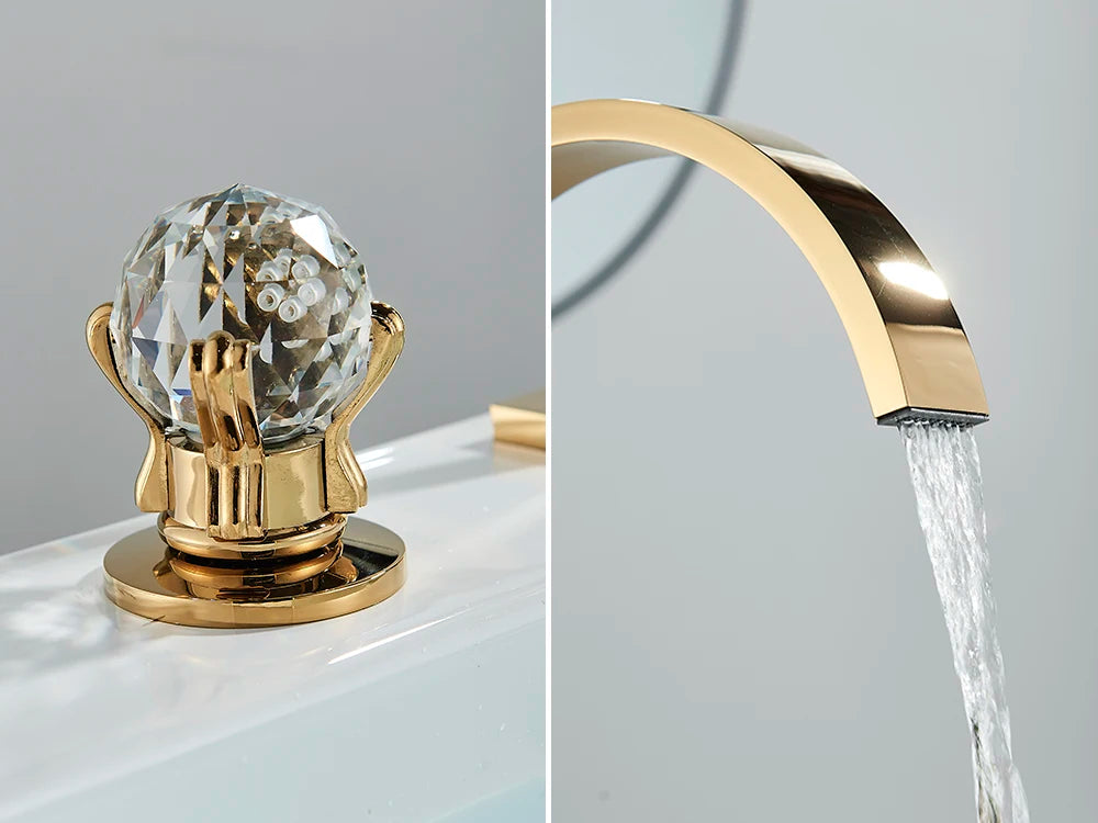 Robinet Lavabo Noir 3 Trous Double Poignée – Mitigeur Eau Chaude & Froide, Chrome | Vasque Salle de Bain