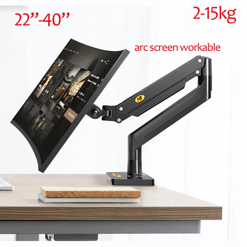 NB G40 Bras Articulé Moniteur 22''-40'' – Ressort à Gaz 360°, 3-15kg, Port USB 3.0 | Support Bureau Pince & Grommet