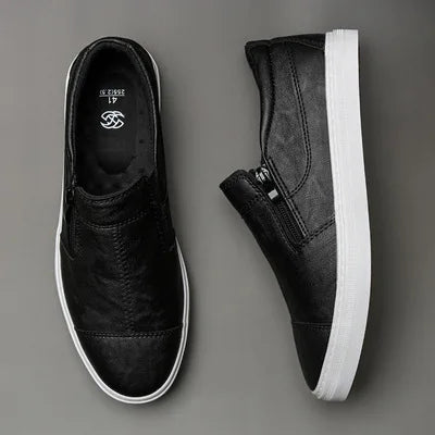 Mocassins PU Cuir Homme Korean Zip Slip-on – Chaussures Plates Fashion Casual Sneakers