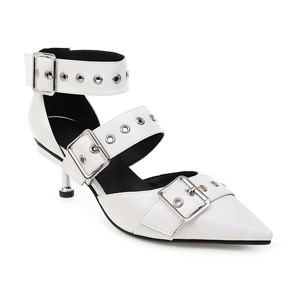Sandales Gladiateur Talon Fin Ankle Strap Femme 2025 – Bout Pointu Boucle Fête Printemps