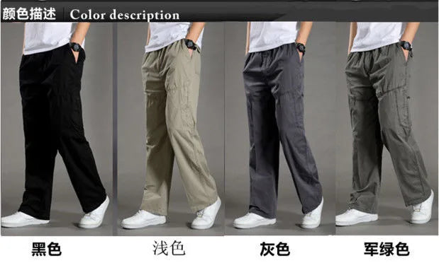 Pantalon Cargo Homme Coton Noir Travail Casual – Jogger Escalade Sport Printemps Été Automne Twill | Mode Homme Outdoor