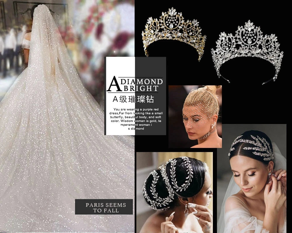 Diadème Cristal Mariée Luxe – Couronne Strass Rhinestone | Tiare Nuptiale Mariage, Soirée & Concours | Bijou de Tête Femme Premium