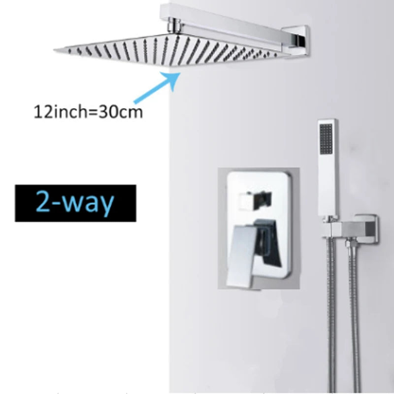 Système Douche LED Encastré – Pluie & Cascade, Bec Baignoire Pivotant, Mitigeur Eau Chaude & Froide | Salle de Bain Design
