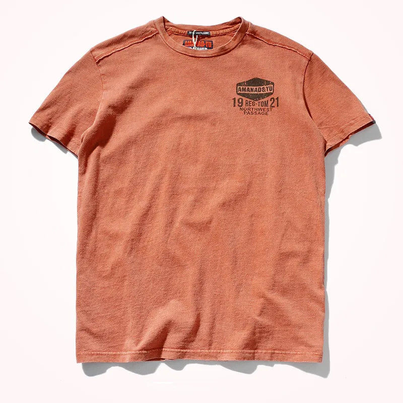T-Shirt Homme Style Américain Streetwear Imprimé Col Rond Manches Courtes Coton Pur Lavé Vintage Casual Été Authentique Tendance – Tee Shirt Streetwear Premium Washed USA | Mode Homme Streetwear Premium