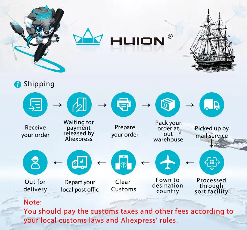 HUION HS611 Tablette Graphique – Stylet Sans Pile Fonction Inclinaison | 3 Couleurs, Touches Multimédia & Barre Media