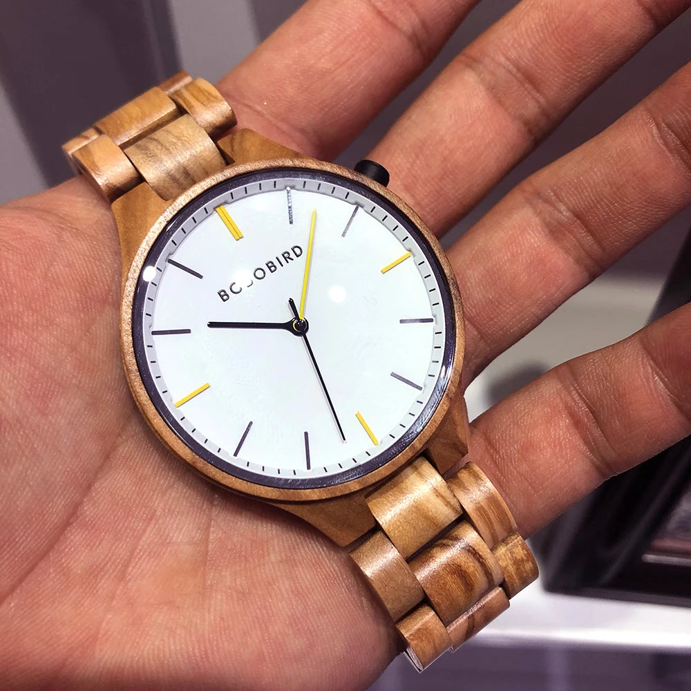 Montre Homme Luxe BOBO BIRD en Bois – Coffret Cadeau Personnalisé Unique Éco-Responsable