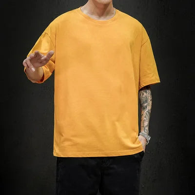 T-Shirt Homme Oversize Couleur Unie Coton Hip Hop Manches Courtes Casual Streetwear Fashion Été Tendance Confortable – Tee Shirt Premium Urban | Mode Homme Streetwear Premium