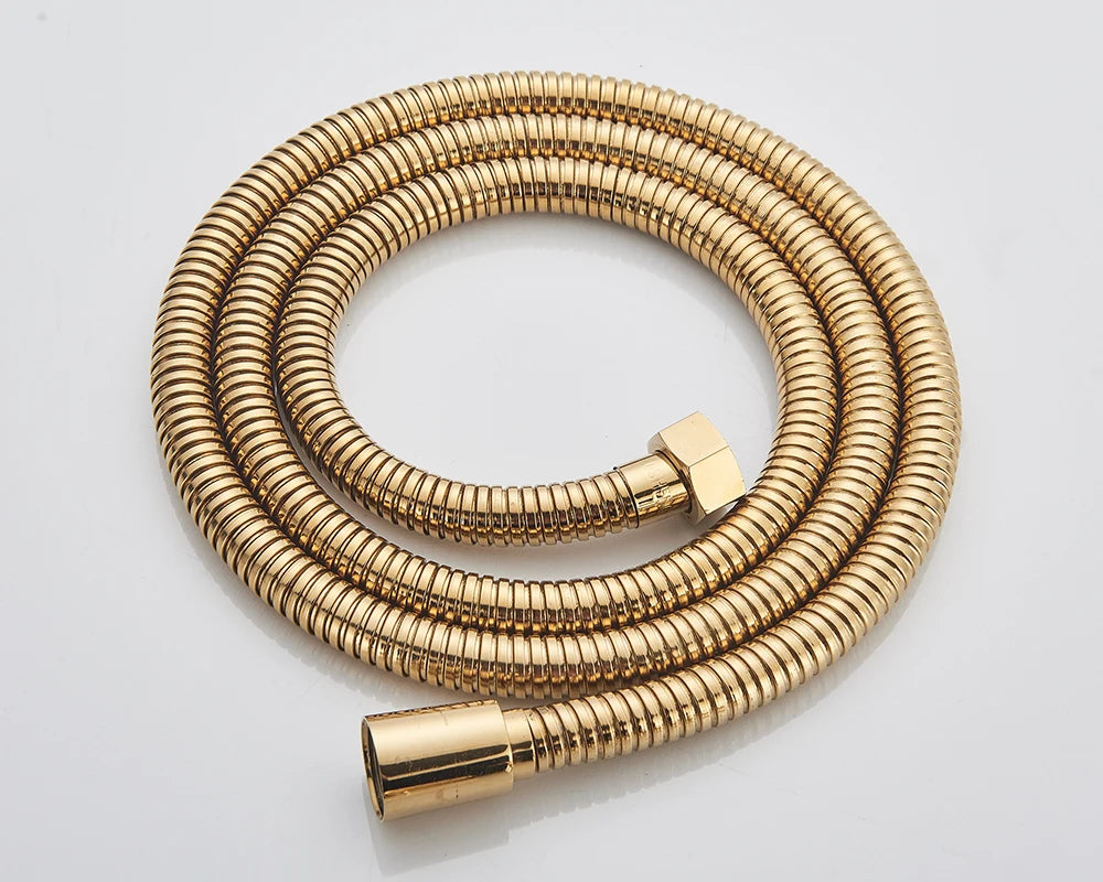 Rozin Ensemble Douche Mural Or – Laiton, Double Poignée, Bec Baignoire & Pommeau | Mitigeur Eau Chaude & Froide