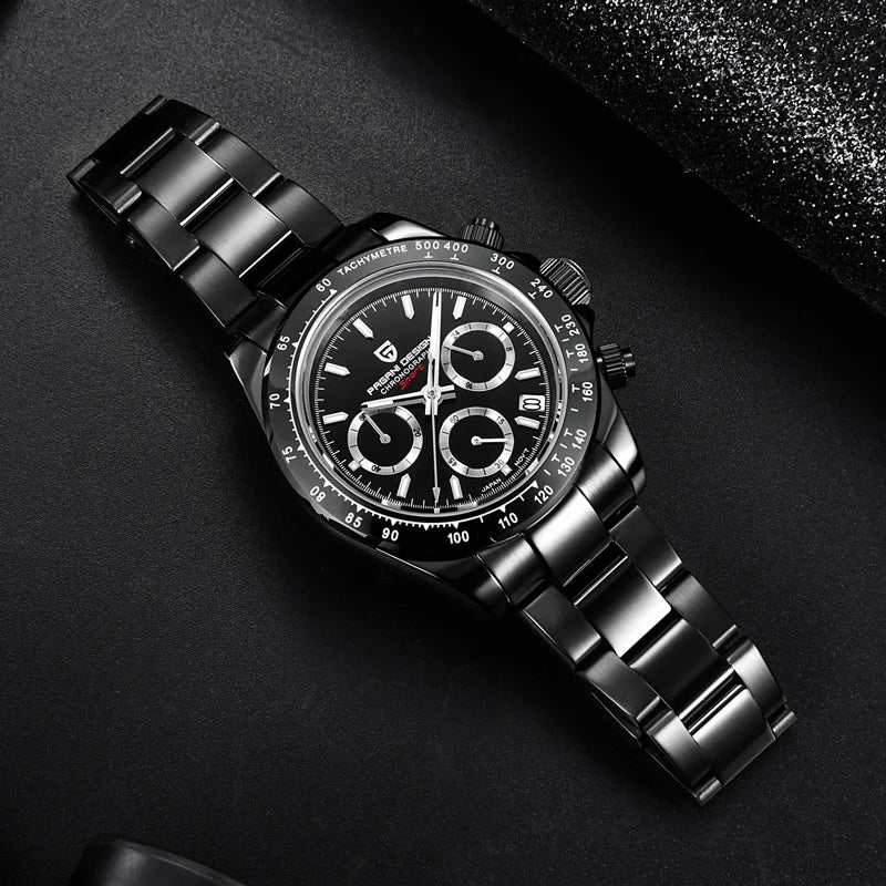 Montre Homme PAGANI DESIGN 2023 Noire Quartz Luxe – Chronographe Sport Étanche Lumineux
