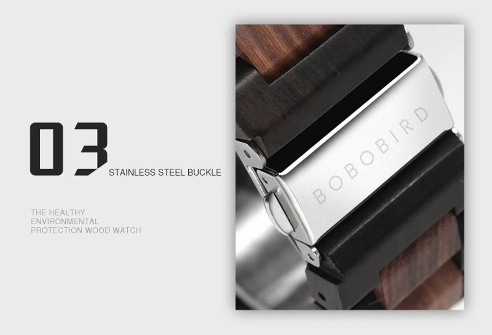 Montre Homme BOBO BIRD Bois Mécanique Luxe – Grand Cadran Top Brand Naturel Unique