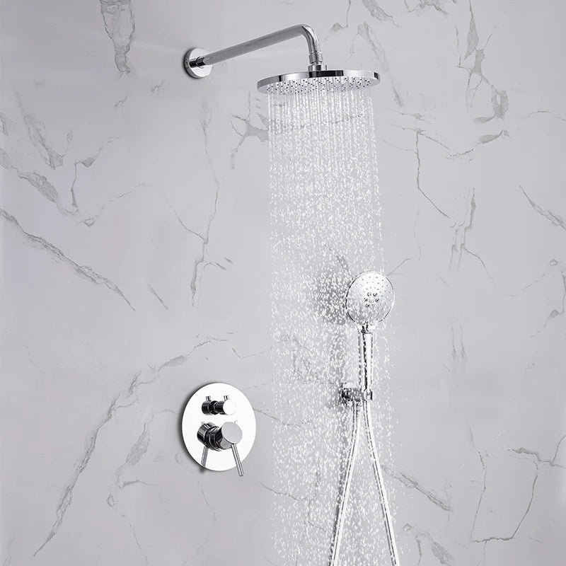 DQOK Ensemble Douche Thermostatique Chrome – Cascade & Pluie, Mitigeur Baignoire | Système Douche Complet