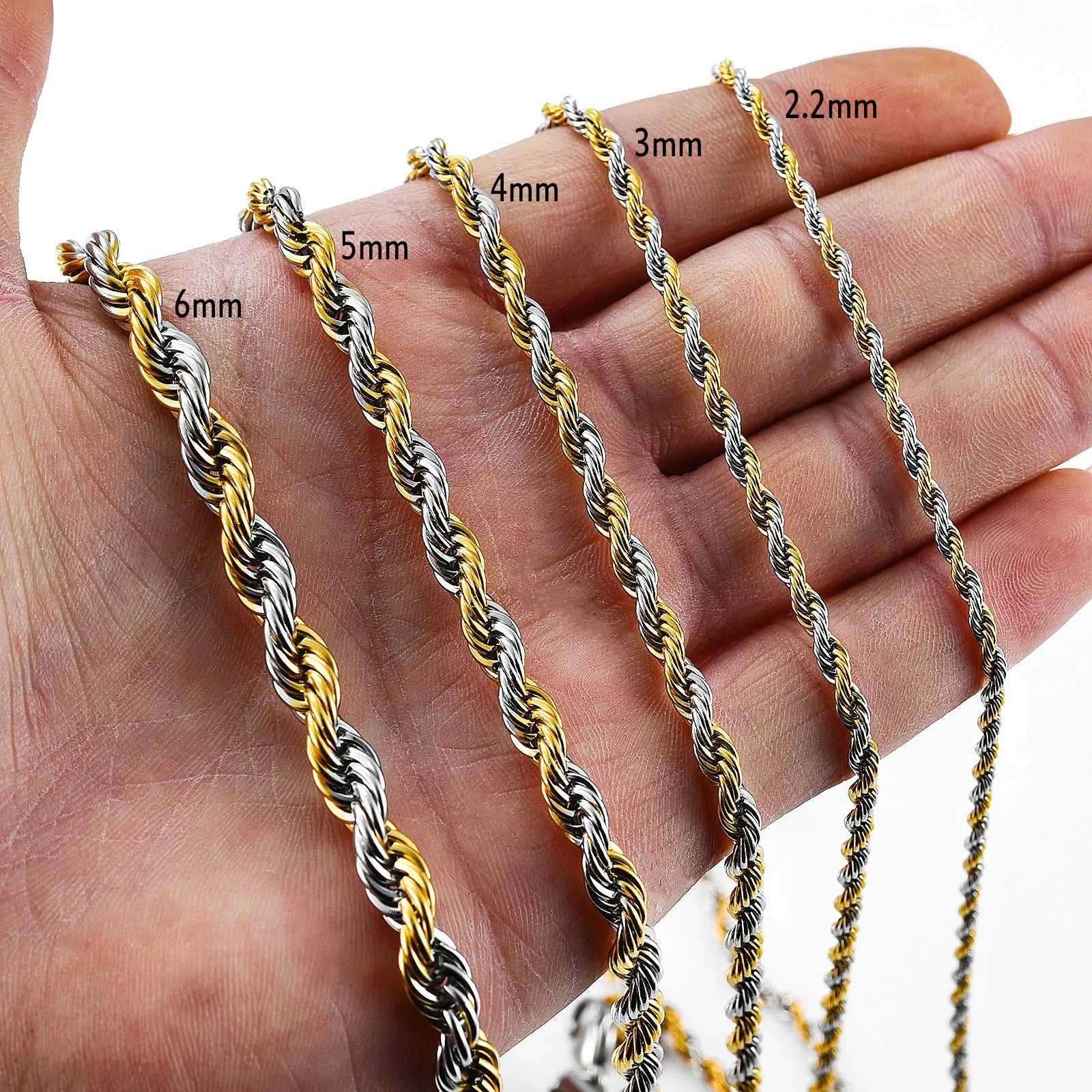 Collier Chaîne Torsadée Corde Acier Inoxydable – Unisexe Punk Argent & Or | Ras-du-Cou & Longueur Variable | Bijou Mode Homme & Femme Tendance