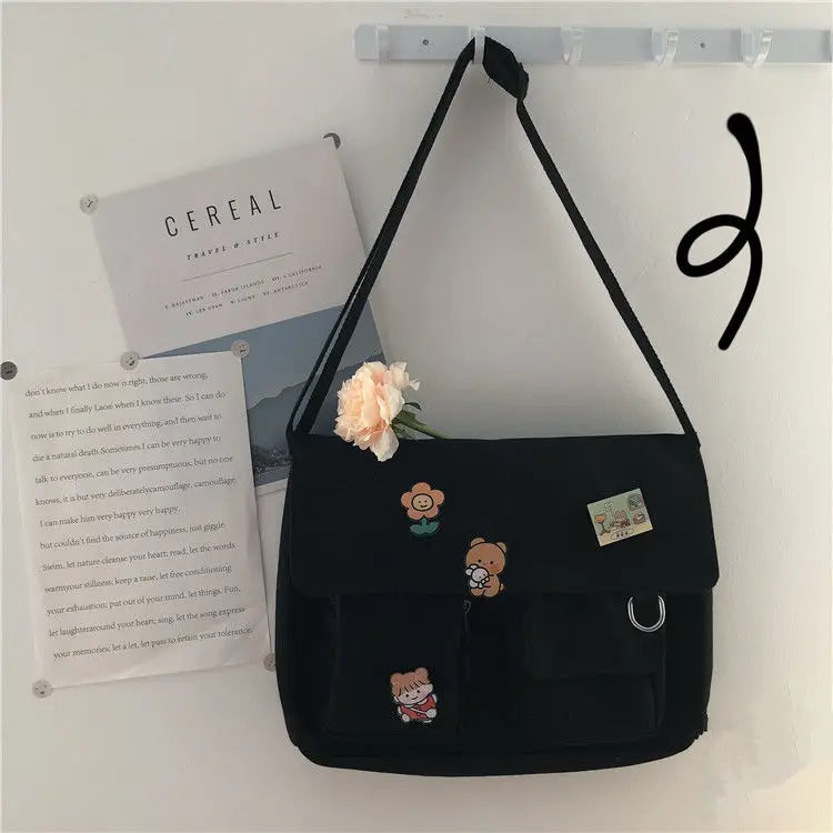 Sac Messenger Femme Toile Imprimée – Satchel Bandoulière Casual Fille École Mode