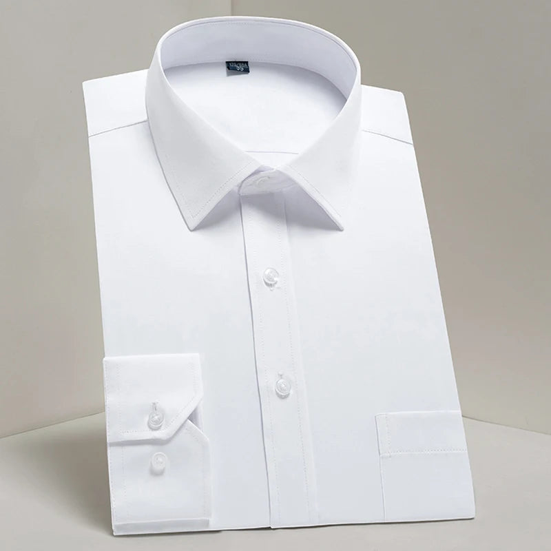 Herrenhemd Klassisch Langarm Regular Fit Formell Business Büro Weiß Einfach Elegant Casual – Trendiges Hemd | Premium Herrenmode