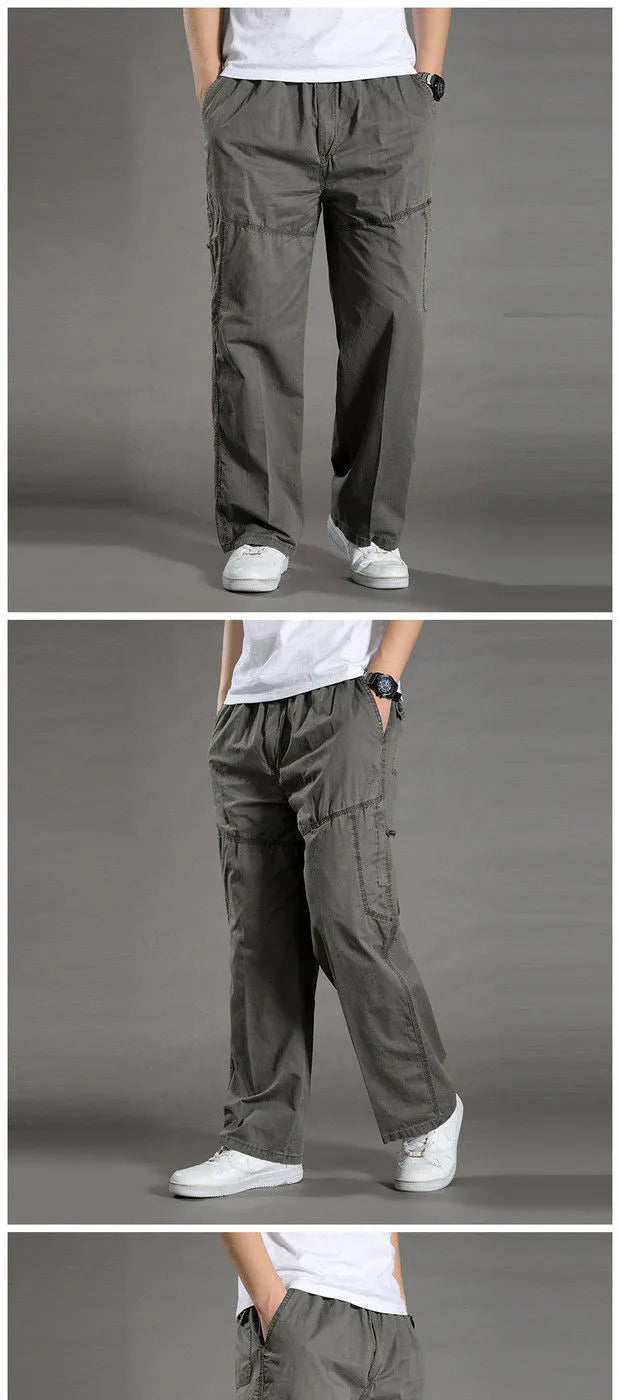 Pantalon Cargo Homme Coton Noir Travail Casual – Jogger Escalade Sport Printemps Été Automne Twill | Mode Homme Outdoor