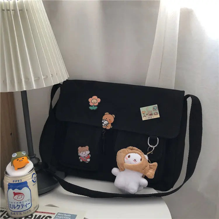 Sac Messenger Femme Toile Imprimée – Satchel Bandoulière Casual Fille École Mode