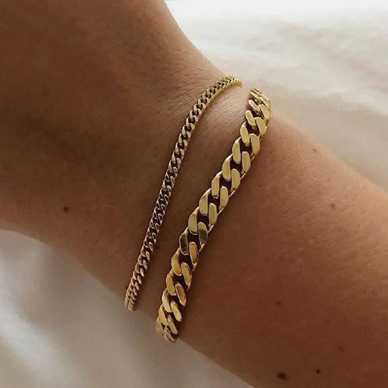 Bracelet Cuban Chain Plaqué Or 18k Acier Inoxydable 316L E.B.belle – Style Minimaliste Streetwear Unisexe | Bijou Homme & Femme Tendance & Anti-Ternissement