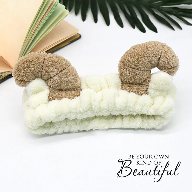 Bandeau Maquillage Oreilles de Lapin Coral Fleece – Élastique Doux | Soin Visage & Coiffure Fille