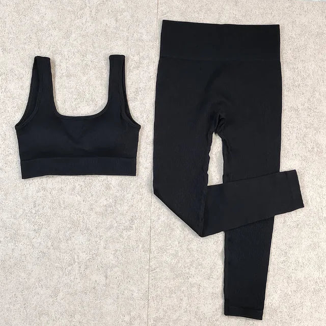 Ensemble Sport Femme Seamless Ribo – Legging Gainant & Haut Manches Longues | Gym, Yoga & Fitness | Tenue Sportive Sexy