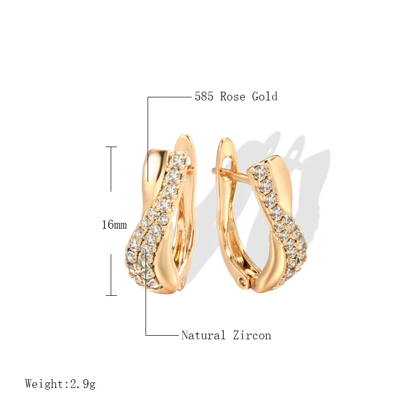 Boucles d'Oreilles Zircon Croix Rose Gold Kinel – Luxe Vintage Mariage Bijou Femme 2021