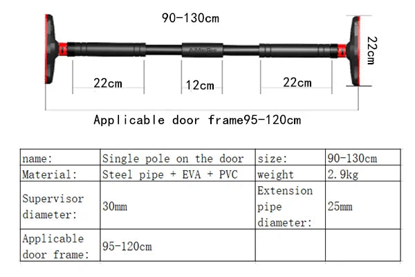 Barre de Traction Porte Réglable Acier – Pull-Up, Abdos & Musculation à Domicile | Sans Perçage | Fitness Home Gym