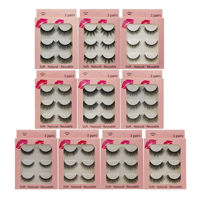 Lot 3 Paires Faux Cils 3D Vison SHIDISHANGPIN – 27 Styles Fluffy Wispy Épais | Cils Faux Faits Main Maquillage Yeux