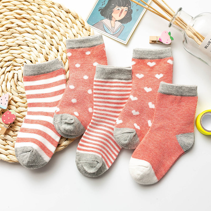 5er-Pack Kindersocken Baumwolle Tiermuster – Frühling Herbst Baby Jungen Mädchen 0-6 Jahre