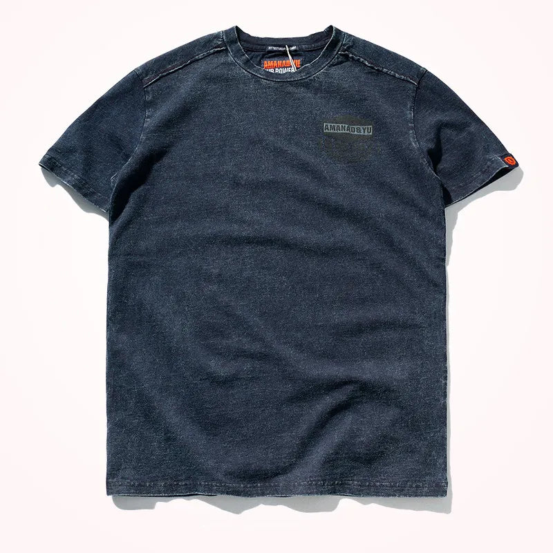 T-Shirt Homme Style Américain Streetwear Imprimé Col Rond Manches Courtes Coton Pur Lavé Vintage Casual Été Authentique Tendance – Tee Shirt Streetwear Premium Washed USA | Mode Homme Streetwear Premium
